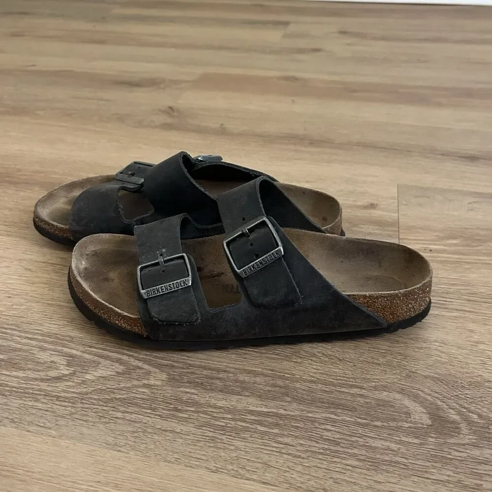 Birkenstock Arizona 40 EU, Women's Sz 9.5 US Leather Buckle Strap Sandals Black